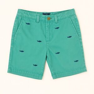 Vineyard Vines Kids Teal Shark Embroidered Shorts